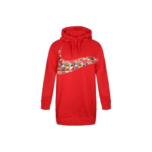 Nike Large Swoosh Pullover Hoodie for Women in Red EU M