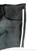 Leather Black Men Short Pants Soft Side Zip Lambskin Gym Sports Boxer Pocket