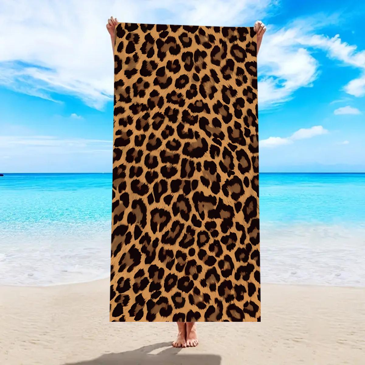 1pc Leopard print beach towel, ultra-fine fiber quick drying absorbent travel, swimming pool, multifunctional bath towel 150x75cm