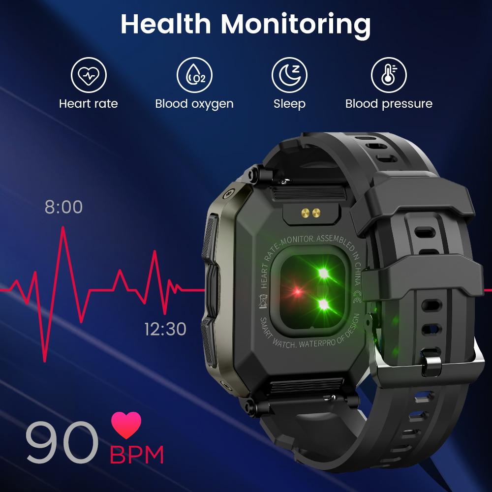 💰Koop SACOSDING New Smartwatch 2022 Rugged Outdoor Smart Watch Blood