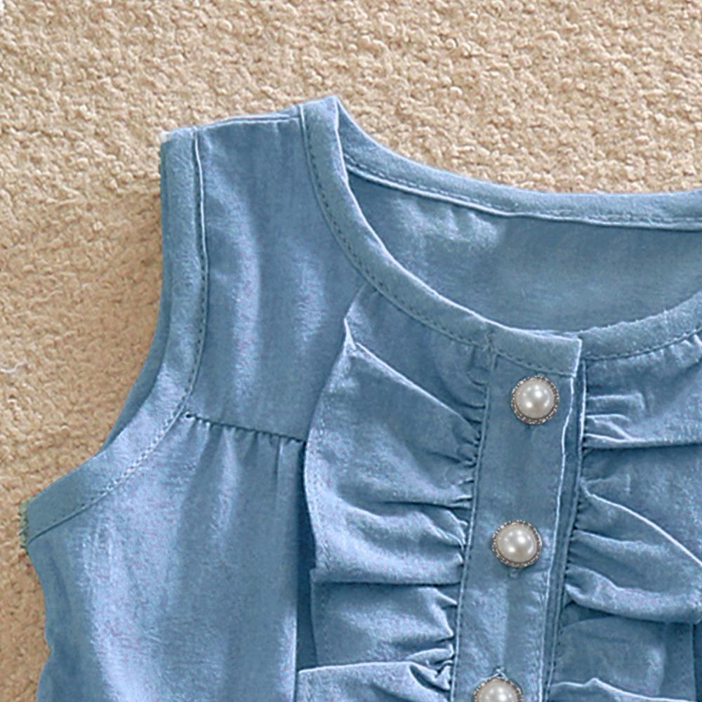 2-12 Years Old Children's Dress Girls Summer New Casual Denim Flower Dress