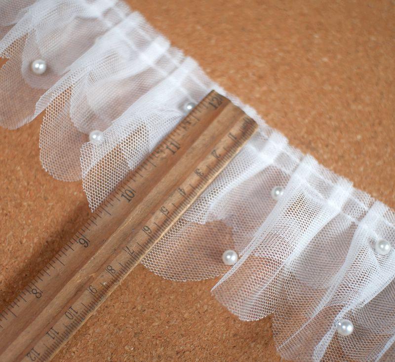 

Широкая белая сетка с тройным бисером, 7 см, кружевные аксессуары, плиссированная юбка, аксессуары, плиссированная ручная работа, материал «сделай сам»