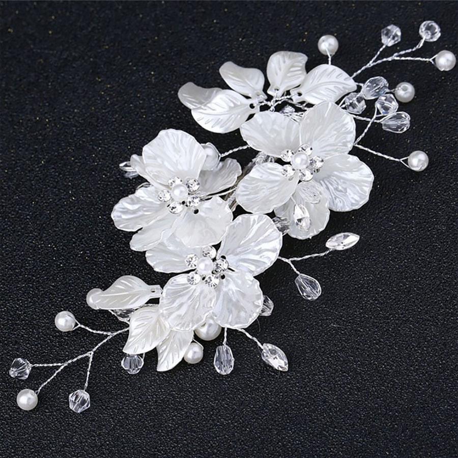 Shell Wedding Hair Combs Women Headbands Accessories Crystal Pearls Weave Flower Bridal Headpiece Clip Bride Jewelry Gift