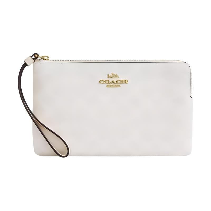 COACH Corner Zip 20 Signature Brand Print Coated Canvas Clutch Small Women s White белый