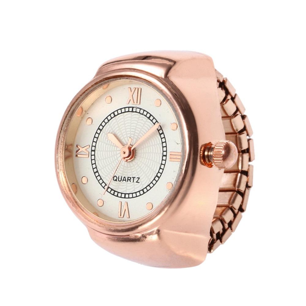 

Fashion Alloy Quartz Watch Rings Mini Punk Elastic Strap Ring Vintage Adjustable Finger Ring Jewelry