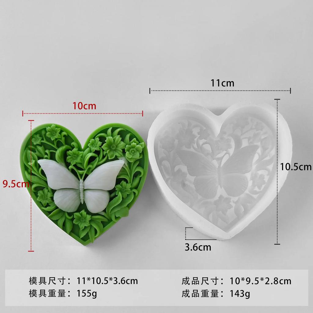 Flower Butterfly Candle Silicone Mold 3D Heart Butterfly Craft Soap Resin Cement Mold DIY Chocolate Cake Baking Tool Home Gift
