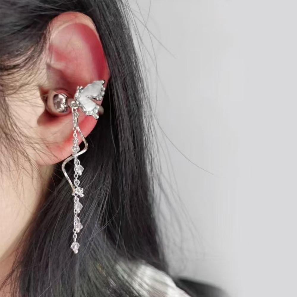 Cute Sparkling Diamond Cherry Blossom Bluetooth Earphone Case Decoration, Fashion Rhinestone Flower Earphone Accessory for Women, 1PC