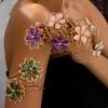 Floral Flower Bracelet Enamel Glaze Armband Fairy Open Arm Bangle  Party