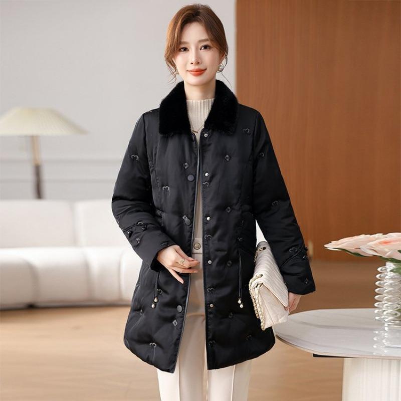 White Duck Down Winter Coat Thickened Warm Year Old 0 Women's New Down Jacket Medium and Long