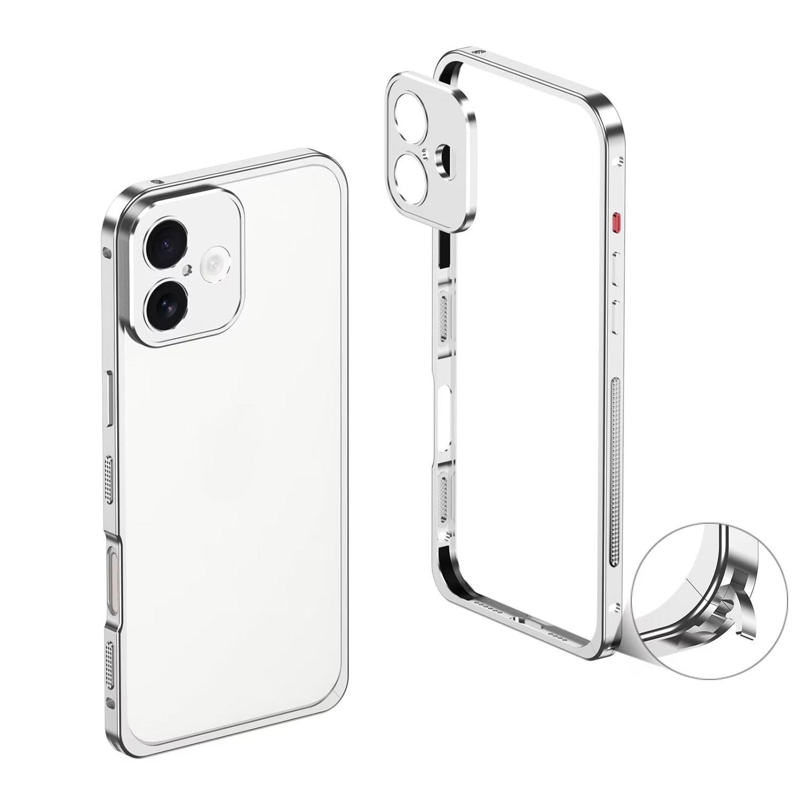 

For 17 Metal Bumper Phone Case,With Lens Protector,Slim Fit No Back No Frame Backless Metal Bumper 4 Corners Shockproof Rugged Heat Dissipation Frame One Size серебряный
