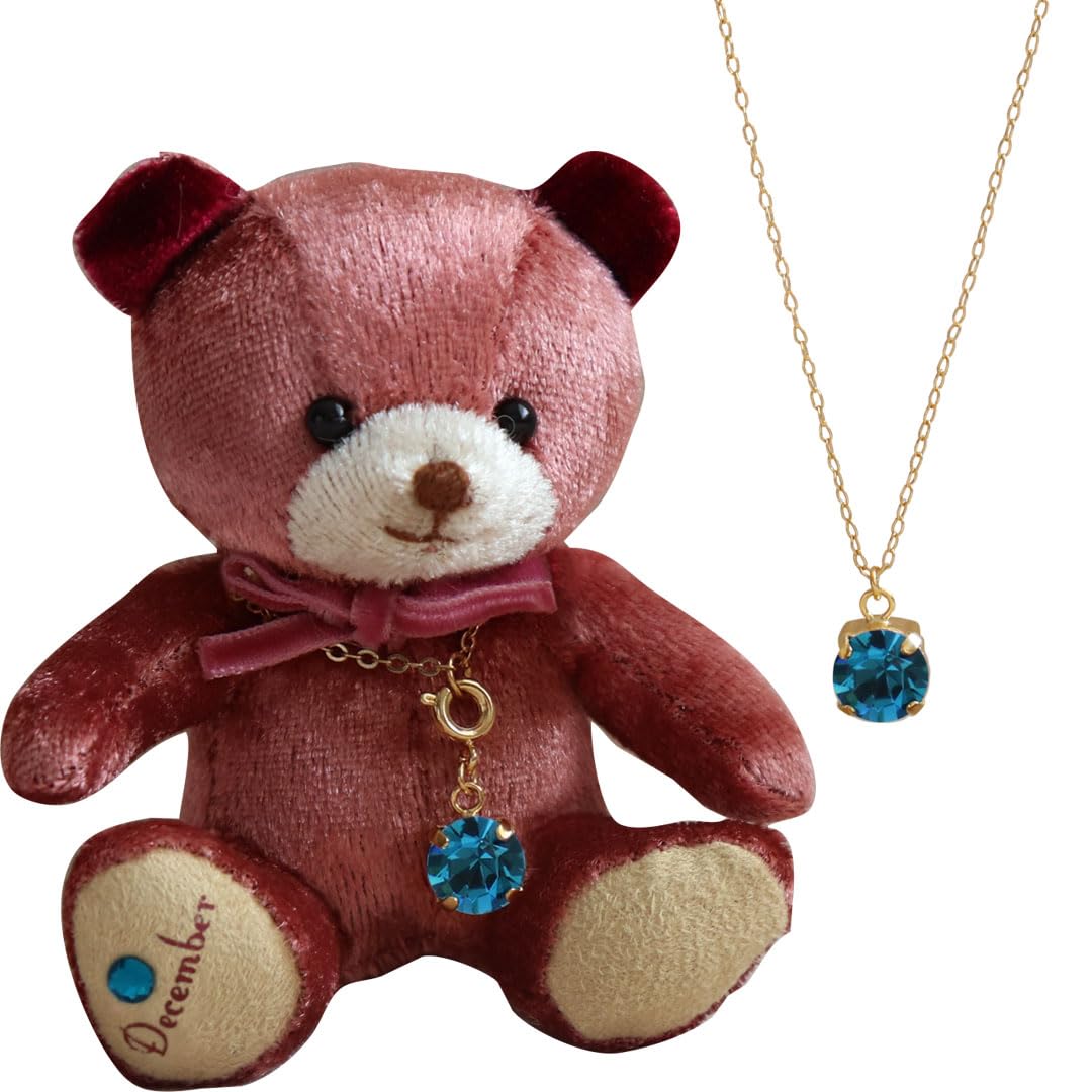 

Petit Luu Birthstone Color Crystal Mini Angel Bear Necklace Gift (December)