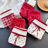 Ladies Spring and Summer Lovely Sweet Floral Dots Cotton Red Mid Waist Triangle Briefs