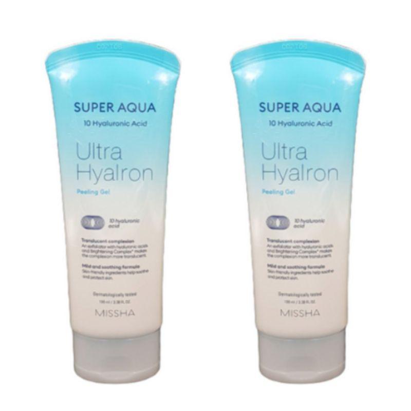 MISSHA Super Aqua Ultra Hyalron Peeling Gel 100ml x 2pcs – Hydrating Gentle Exfoliating Peeling Gel for Smooth Skin