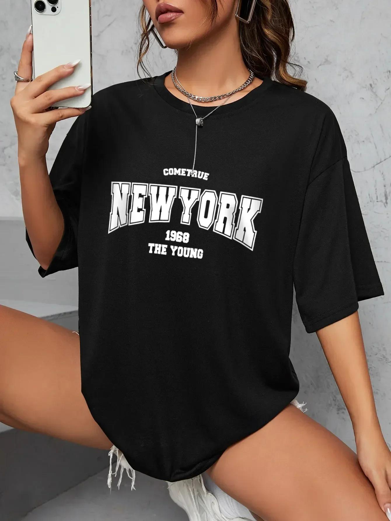 

Creativity Streettshirt Short Sleeve Clothes Graphic T Shirts Shirts for Women The New York Is Young Women Tshirts S