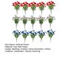 4th of July Artificial Pansy Flowers for Outdoor, UV Resistant Faux Silk Patriotic Flowers, Red Blue White Fake Flowers for Planter Front Door Porch