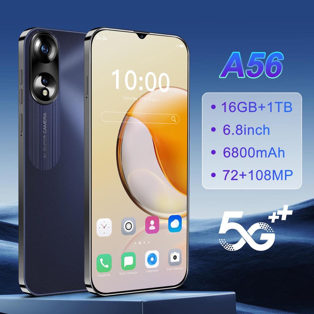 A56 Smart 5G Phone: 7.3-inch In-cell Display, Center Punch-hole, 16GB RAM + 1TB Storage, Full Screen.