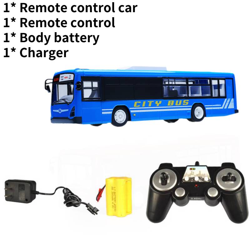 

24g Rc Car Remote Control Bus City Express Toy Sounds Lights Opening Gift Doors синій