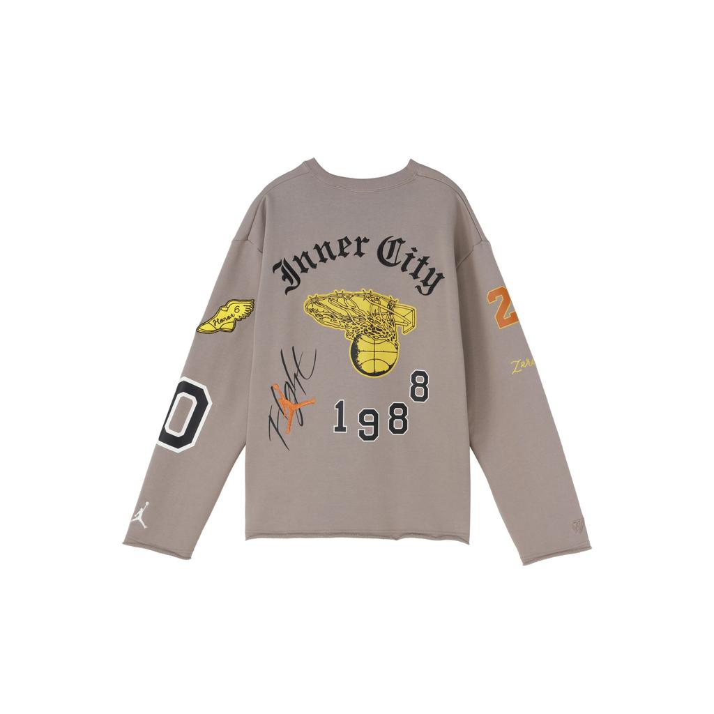 Jordan X Htg Ss23 Embroidered Loose-Fit Sports Sweatshirt Men Tops Grey DX6240-087