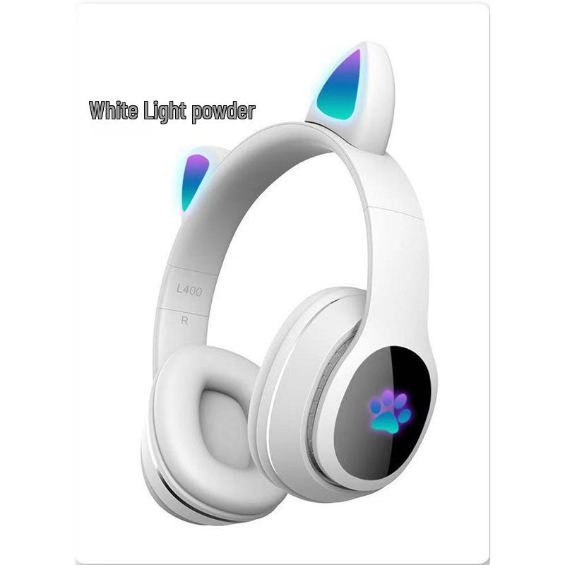 Cute Luminous Cat Ear Bluetooth Headphones for Kids - Trendy Wireless Headset for Girls