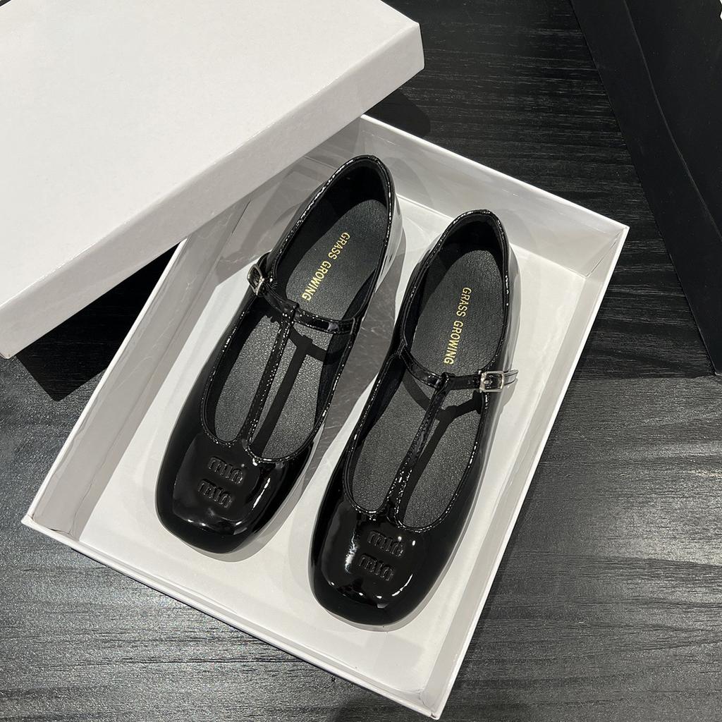 Sheepskin Version~ Genuine Leather French Sweet Single Shoes Women's Flat Shoes Retro White Versatile Mary Jane Shoes Small Leather Shoes