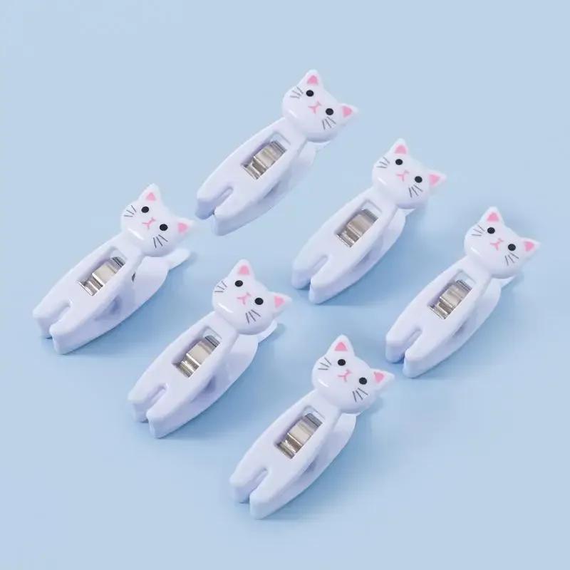 6 /Bag Cartoon Cute Cat Clip Food Seal Clip Note Memo Clip Multi-functional Compact Clothpin For Portable Snack Storage Bag Clip