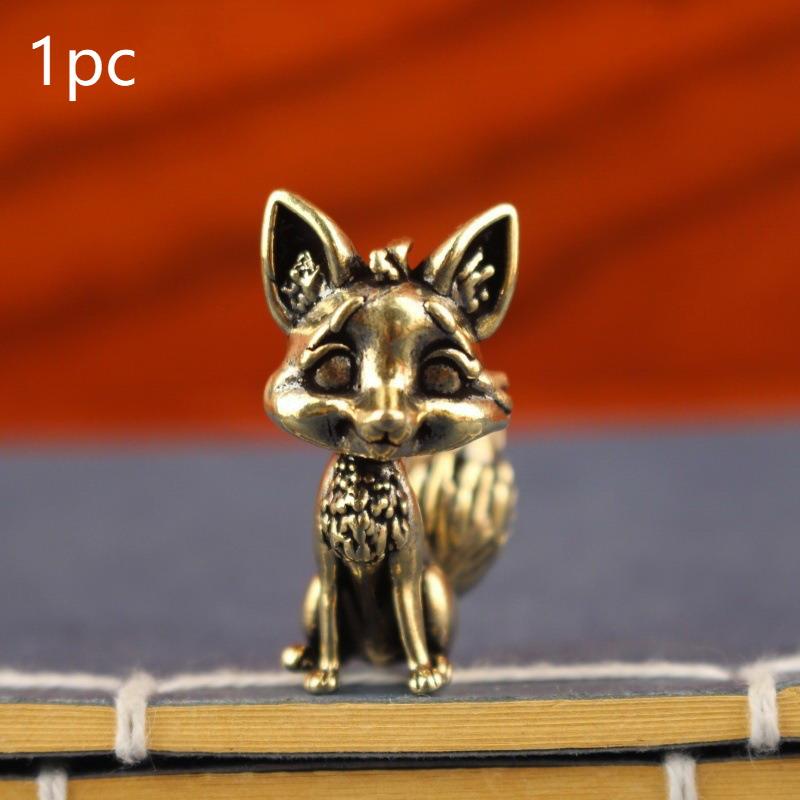 Vintage Messing Vossenbeeldjes | Schattige Dierbeeldjes voor Huis Bureau Decoratie