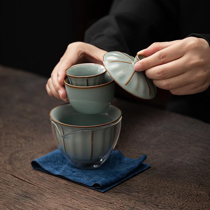 Travel Tea Set Outdoor Camping Portable Tea Set Ruyao Quick Cup One Pot Two Cups Storage Bag Business Gift