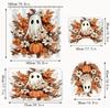 4Pcs Halloween Shower Curtain Set Fall Autumn Floral Design with Ghost And Pumpkin Elements Anti-Slip Bathroom Decor Accessories