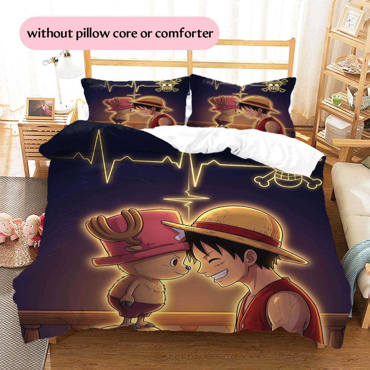 

Cute Luffy and Chopper Pattern Bedding Quilt Set Home Decoration Gift (1 * duvet cover + 2 * pillowcase without core) 135x200cm