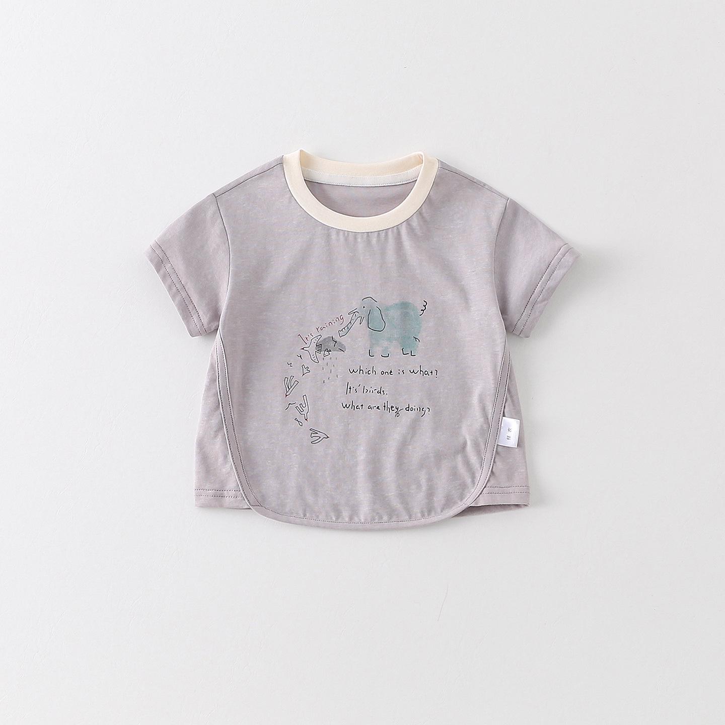 Infant Boy s Summer Cartoon T-shirt - Super Cute Pure Cotton Short Sleeve Top 90 cm