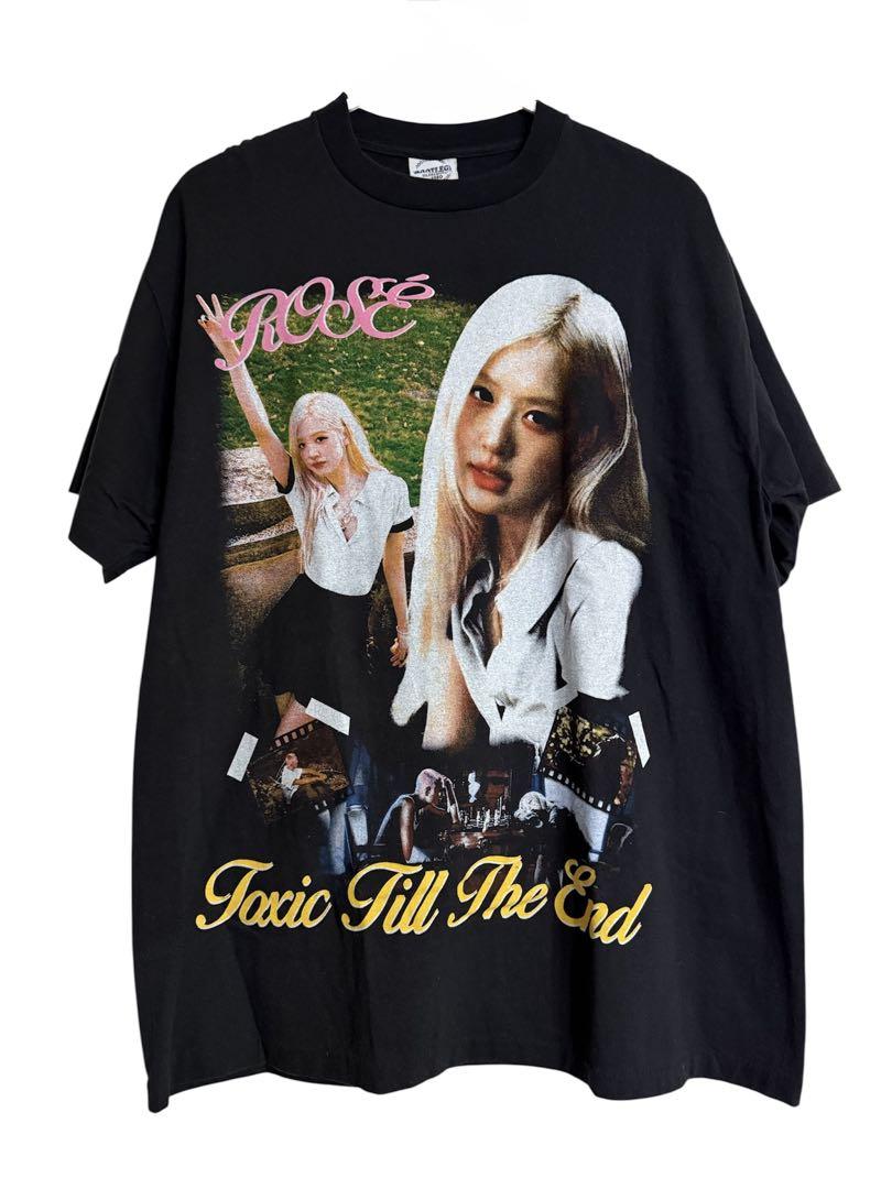 

[USED] BLACK PINK ROSE T-shirt XL Black Pink Rose