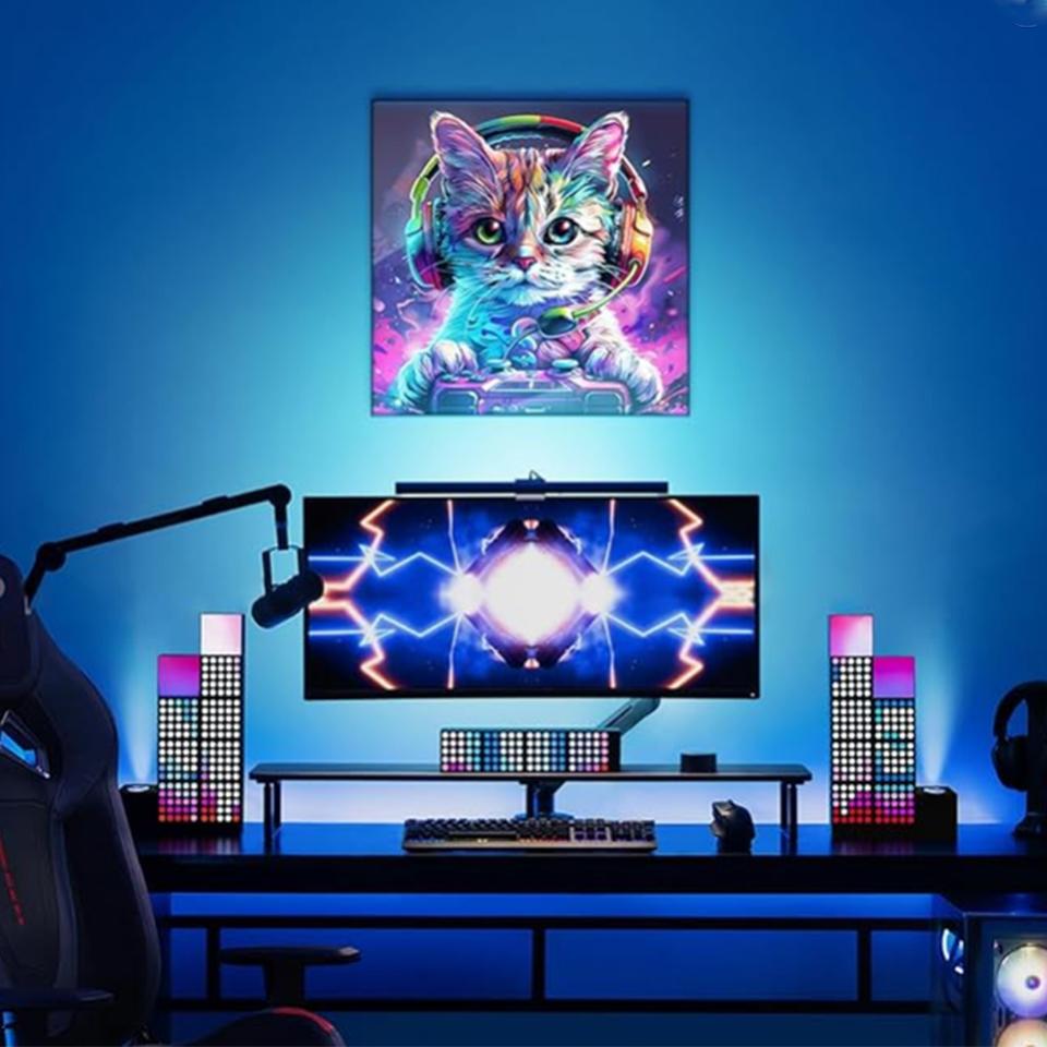5D Diy Diamond Painting Animal Esports Cat Pattern Mosaic Inlaid Water Diamond Embroidery Colorful Painting Game Hall  Decoration