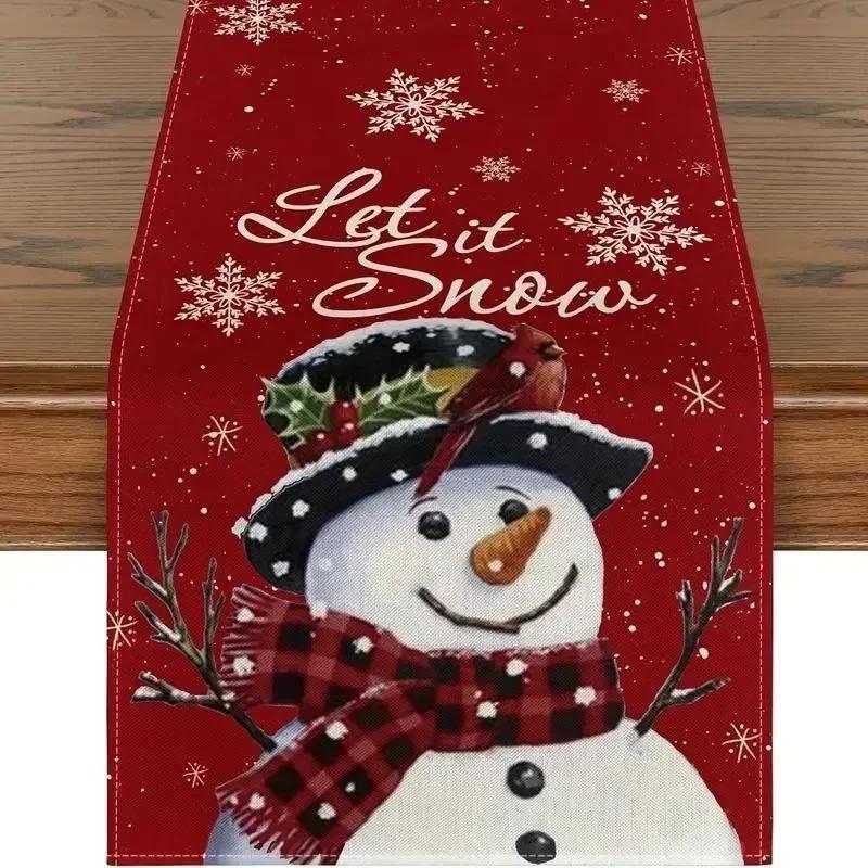 2023 Christmas Table Runner Cloth Merry Christmas Decoration for Home Tablecloth Xmas Cristmas Ornament Navidad New Year 2024