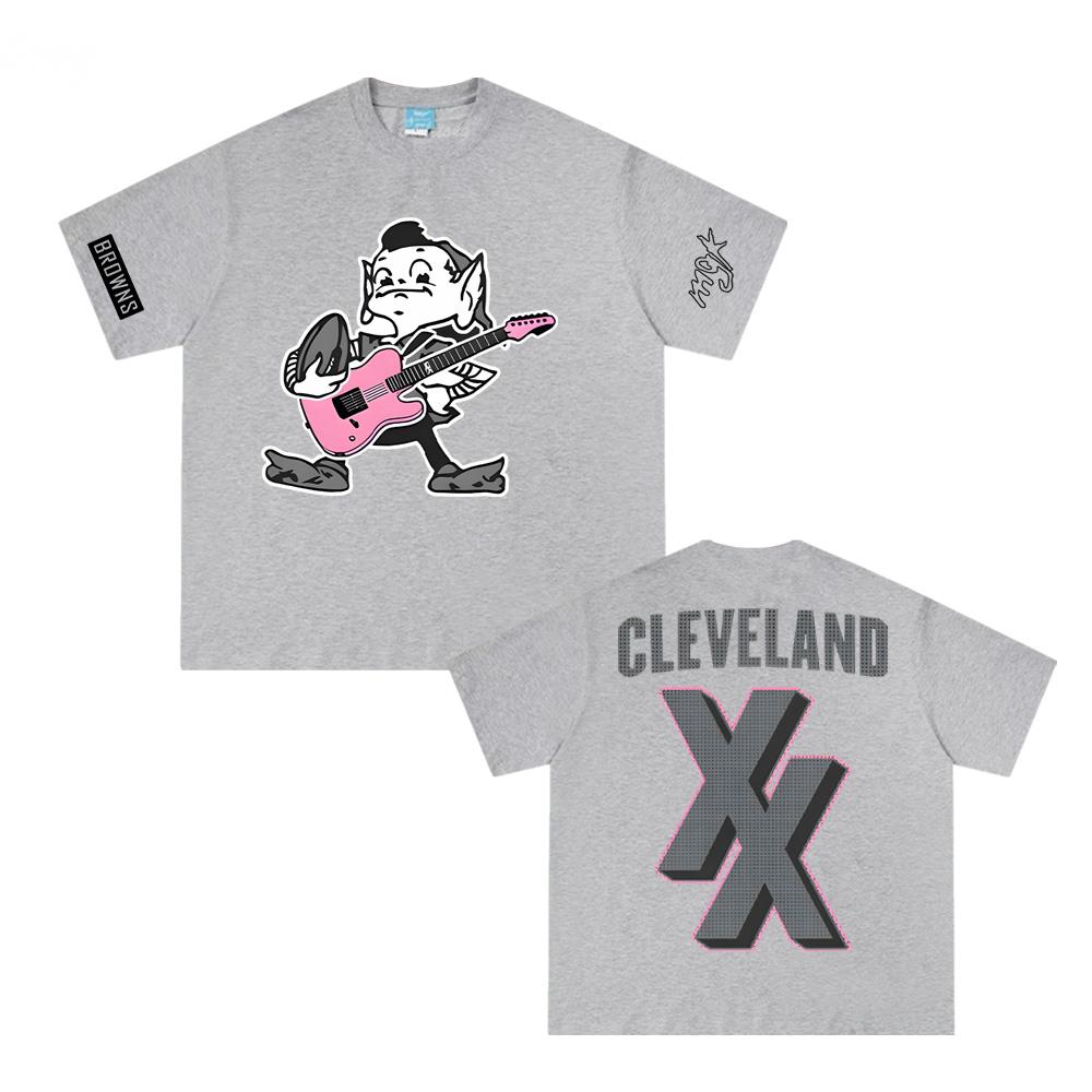 T-shirt Mgk X Cleveland Browns Stile Uguale del Cantante Mgk Manica Alta Qualità 100% Cotone Top Comodi Harajuku T-shirt Estiva