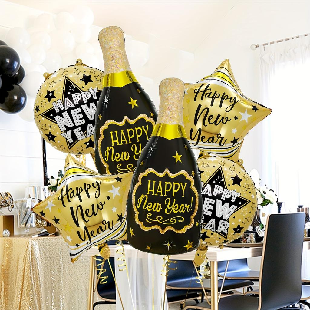 6Pcs/Set 2026 New Year Balloon Kit, Suitable for New Year Party, 2026 New Year Decoration, 2026 New Year's Eve Party Supplies