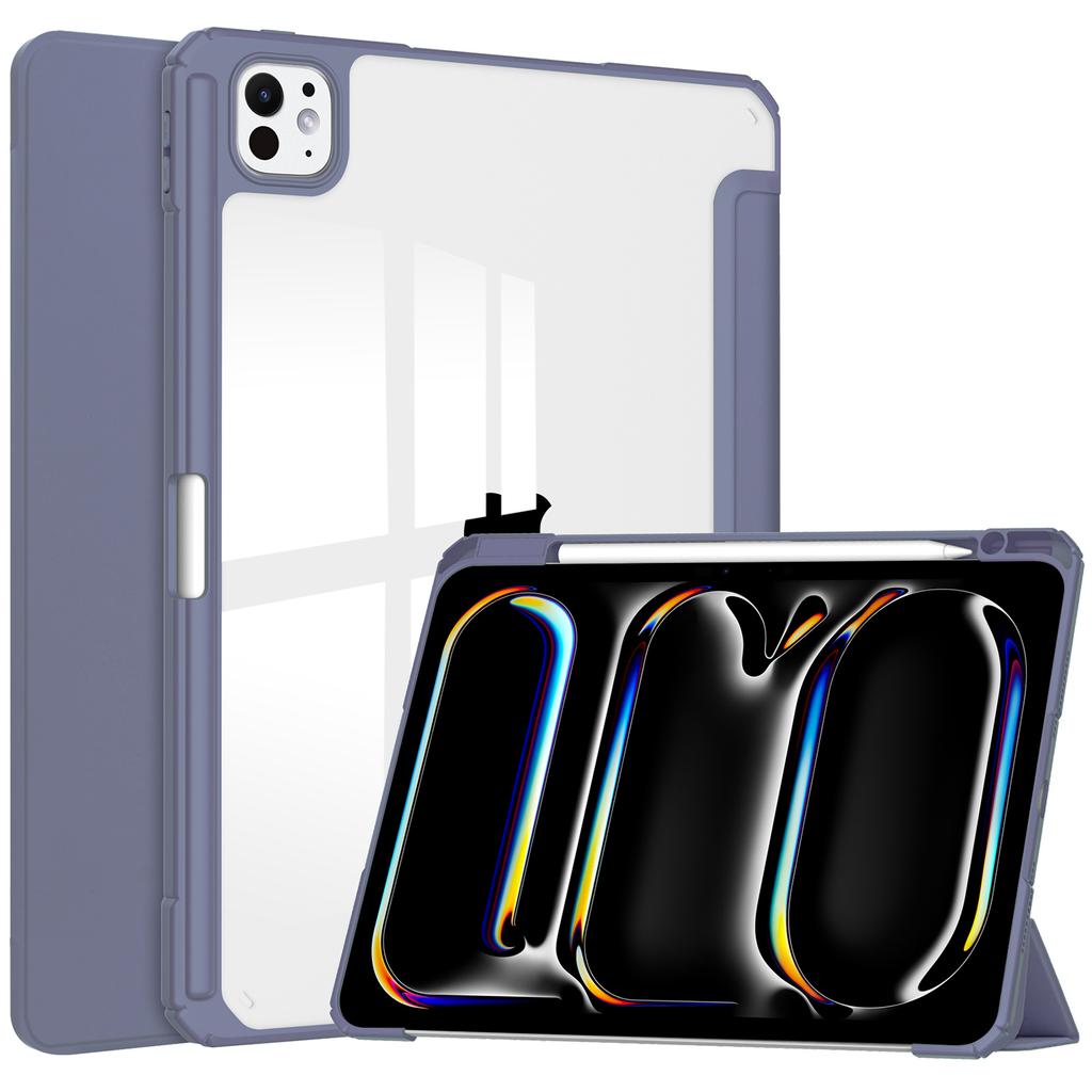 Pour iPad Pro 13 (2024) Étui avec Fente pour Stylet Cuir PU Transparent Réveil/Veille Automatique Coque pour Tablette