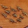 Mini Brass Dinosaur Figurines Ornament Metal Animals Statue Jurassic Dinosaur Family Small Statue Home Decor Crafts Accessories