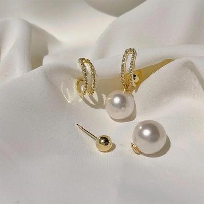 Trendige Mode Damen Multi-Trage-Leichter Luxus High-End Ohrringe Temperament Perle Funkelnde Accessoires für Damen