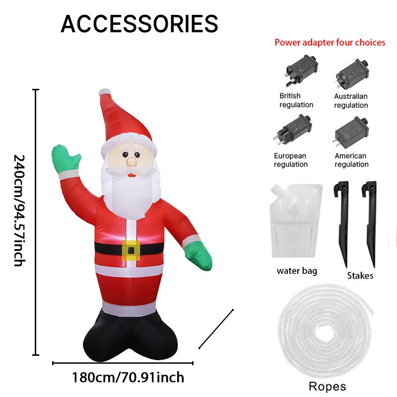 

7.8FT Светодиодный Надувной Рождественский Декор для Двора Гигантский Санта Клаус Надувная Модель Рождественское Украшение Игрушка Принадлежности Домашние Украшения Подарки UK Plug