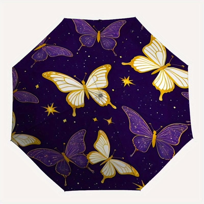 

1pc Butterfly Night Automatic Umbrella with 8-Rib Compact Design, Foldable & Portable for Outdoor Leisure, Everyday Use150