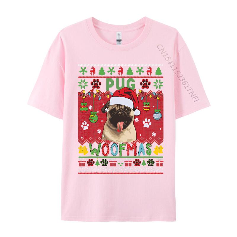 Pug Christmas Woof Santa Pug Matching Tshirt Graphic T Shirts 100 Cotton Breathable Tshirt Free Shippping Clothes