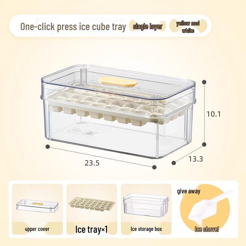 Press-Type Ice Cube Tray with Lid - Food Grade Storage Box for Homemade Ice Cubes