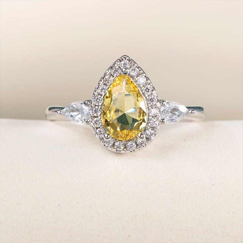 

Bella Box Роскошные грушевидные кольца женские с блестящим желтым цирконом, эстетические женские аксессуары, модные украшения 10