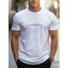 New Letter Print Men's Round Crew Neck Short Sleeve Tee, Fashion Street Style Breathable T-Shirt, Casual Comfy Top For Spring Summer