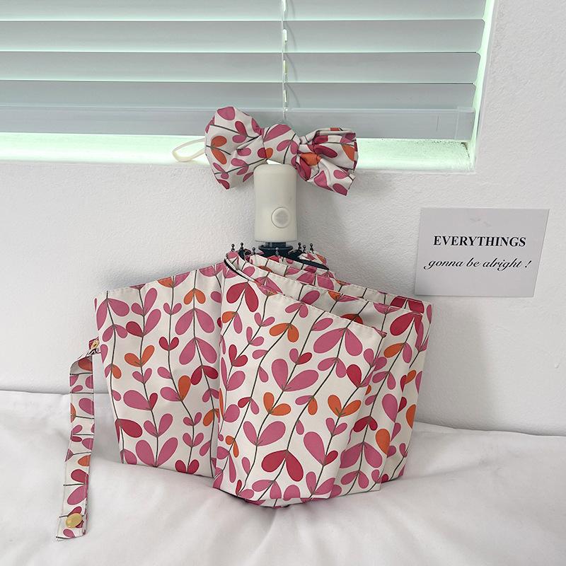 Instagram Style Sun Umbrella For Both Rain And Sunshine, Strawberry Rabbit Women'S Uv Resistant Fully Automatic Triple Fold Umbr