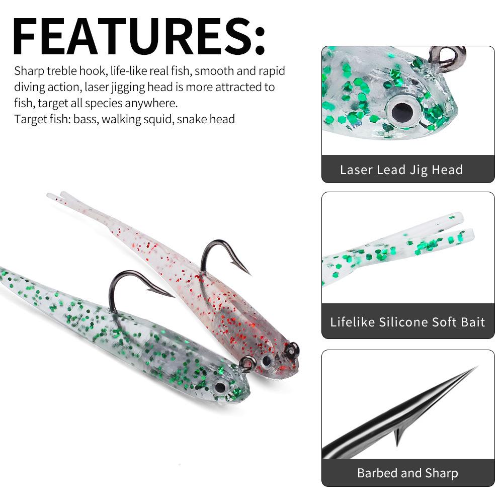 7cm 5g Bionic Forktail Lure: Soft Gray Lead Head Bait for Mandarin Fish & Perch