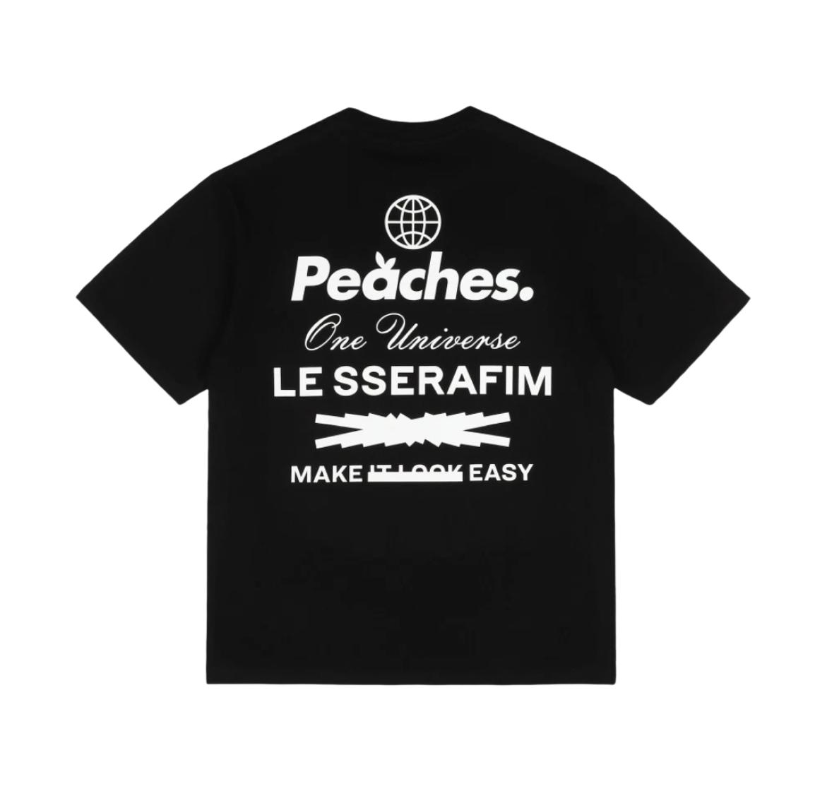 LE SSERAFIM x Peaches. Футболка Staple с коротким рукавом, черная ONE SIZE