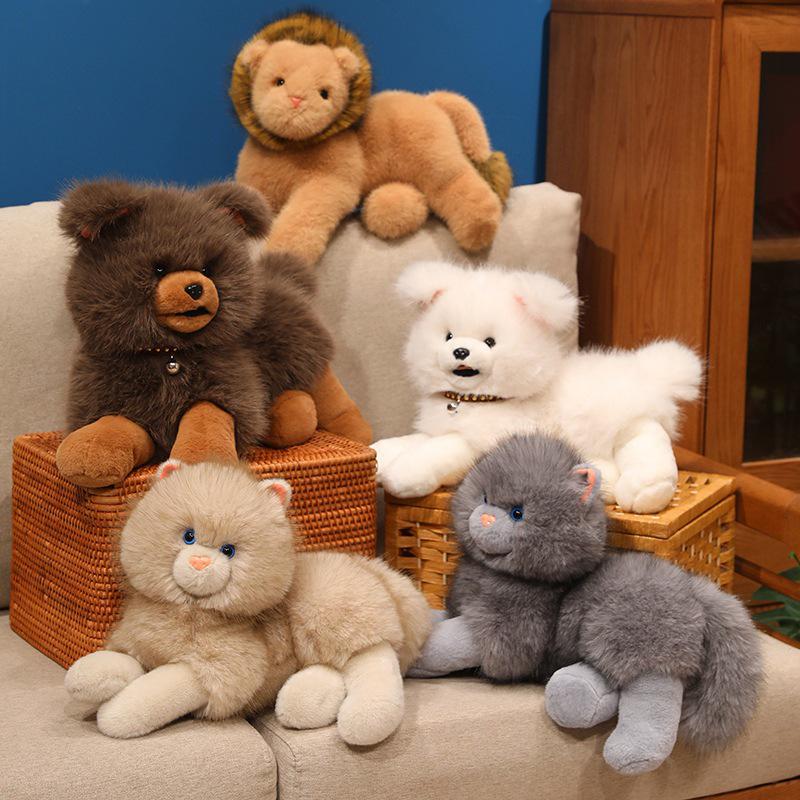 Realistic Cat & Dog Plush Animal Figurines: Cute, Soothing, and Interactive Toys