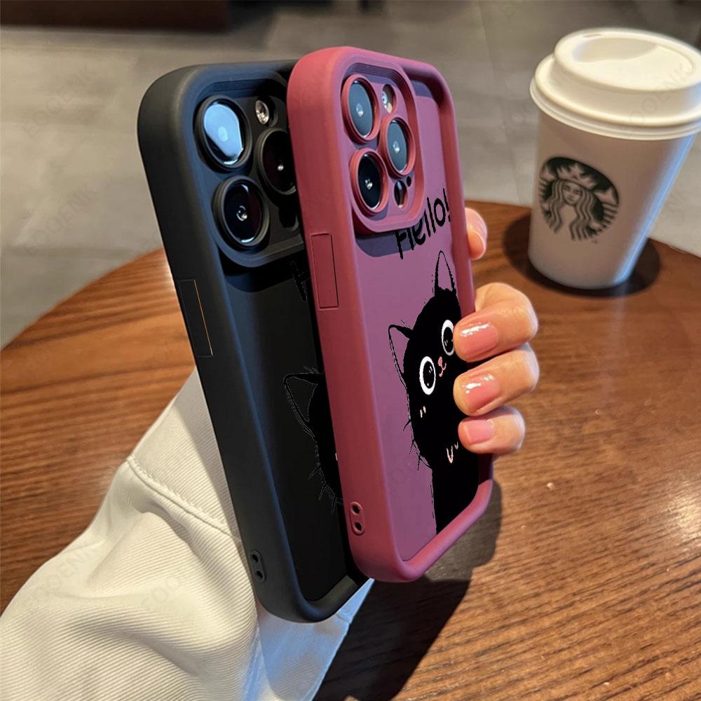 Cute Cartoon Cat Soft Phone Case For iPhone 15 14 13 12 11Pro Max Cases iPhone XS Max Mini XR X 7 8 Plus SE Shockproof Cover
