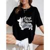 Corgi Mom T Shirt White Floral Corgi Dog Print Casual Wear For Women